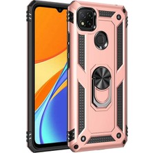 Gpack Xiaomi Redmi 9c Kılıf Tank Koruma Vega Standlı Yüzüklü Mıknatıslı Bronz