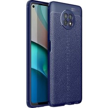 Gpack Xiaomi Redmi Note 9 Pro 5g Kılıf Niss Silikon Deri Görünümlü+Nano Glass Lacivert
