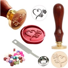 Profisher Mektup Damga Mühürü Gül ve Kalp + 30 Mühür Mumu + Eritme Kaşığı