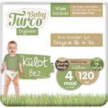 Baby Turco Doğadan Külot Bez 4 Numara Maxi 120'li