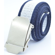 Trend Deri Beyaz-Lacivert Kolon Kemer 4 cm