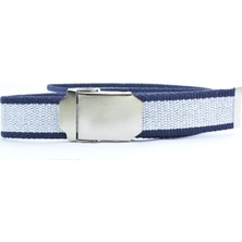 Trend Deri Beyaz-Lacivert Kolon Kemer 4 cm