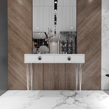 Tocco 1039 Naz 2 Çekmeceli Dekoratif Lüx Dresuar-BEYAZ GÜMÜŞ