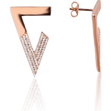 Diversity Jewelry Kadın Gümüş Rose Üçgen Küpe