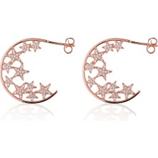 Diversity Jewelry Kadın Gümüş Rose Halka Yıldız Küpe