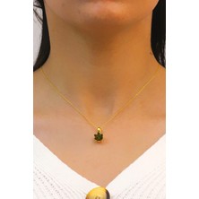 Midyat Nurtaş Gümüş Lotus Çiçeği Yeşim Taşlı Gümüş Kolye