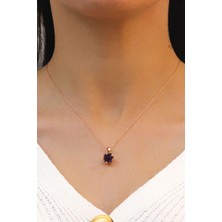 Midyat Nurtaş Gümüş Lotus Çiçeği Ametist Taşlı Gümüş Kolye