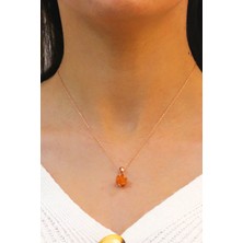 Midyat Nurtaş Gümüş Lotus Çiçeği Sitrin Taşlı Gümüş Kolye