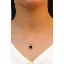 Midyat Nurtaş Gümüş Lotus Çiçeği Safir Taşlı Gümüş Kolye