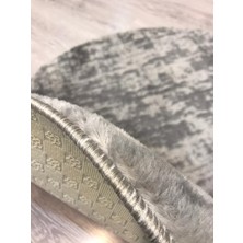 Erdemir Desenli Gri Kaymaz Taban (Non-Slip Base) Yuvarlak Post(Peluş)  Hali 80 x 80