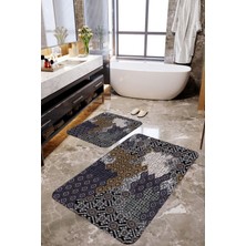 Mekta Home Etnik Desen 2'li Banyo Paspas Takımı MKTBP-0115 60X100/50X60