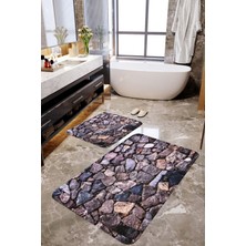 Mekta Home Duvar Taş 2'li Banyo Paspas Takımı MKTBP-0107 60X100/50X60