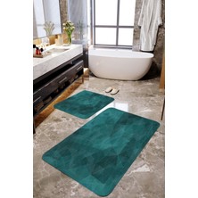 Mekta Home  Su Yeşili Motif 2'li Banyo Paspas Takımı MKTBP-0112 60X100/50X60