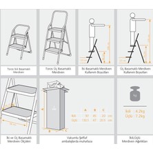 Evin Hafif Esnek Geniş 2 Basamaklı Katlanır Ergonomik Merdiven