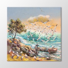 Arty Tablo Sahildeki Martılar Tablo