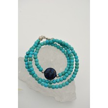 Stoneage Lapis Lauli ve Turkuaz Taşlı T Kilit Kolyesi