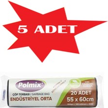 Polmix ÇÖP TORBASI POLMİX ENDÜSTİRİYEL ORTA 150 GRAM 55X60 SİYAH 5 PAKET