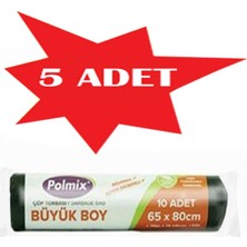 Polmix ÇÖP TORBASI POLMİX BÜYÜK BOY 70 GRAM 65X80 SİYAH 5 PAKET