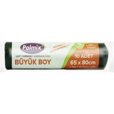 Polmix ÇÖP TORBASI POLMİX BÜYÜK BOY 70 GRAM 65X80 SİYAH 5 PAKET