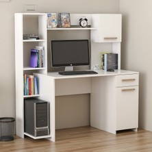 Evim Merry Modern Raflı Dolaplı Çalışma Masası Beyaz