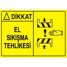 Mıgnatıs - Dikkat El Sıkışma Tehlikesi Levhası - Sac Malzeme 25 x 35 cm