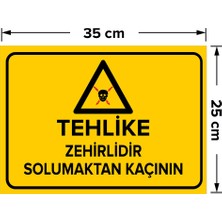 Mıgnatıs - Tehlike Zehirlidir Solumaktan Kaçının Levhası - Sac Malzeme 25 x 35 cm