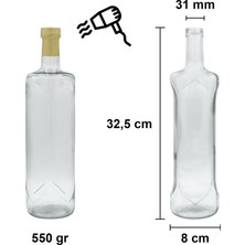 Afracam 1000 cc Şeffaf Piramit Kilitli Kapaklı ve Kapüşonlu 1000 ml Kavisli Cam Şişe 1 Adet