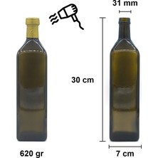 Afracam 1000 cc Yeşil Maraska Kilitli Kapaklı ve Kapüşonlu 1000 ml Köşeli Cam Şişe 1 Adet