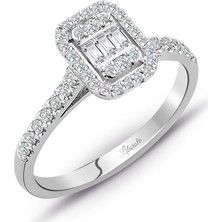 Lilarote 0.32 ct Baget Kare Tektaş Yüzük