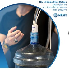 Midapo 12V Kucuk D.c Midapo Mini Dalgıc Hortumlu Duş Başlıklı Set (Duş-Su Aktarma Transfer Pompası )