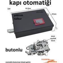 Yıldırım Dış Kapı Otomatiği Düğmeli Zincirli Set 12V Kapı Otomatik Butonlu Tip 35 Mm Büyük Boy