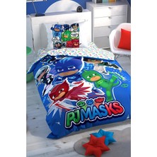 Taç Pj Masks Hero Lisanslı Nevresim Takımı Pamuklu 160x220 cm Tek Kişilik Canlı Desenli