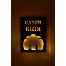 Zürafa Tasarım  Zürafa Tasarım Canım Kızım Işıklı 3 Boyutlu Lazer Kesim Siyah Beyaz Dekoratif Mdf Tablo