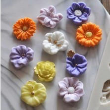 Morlalem Tek Bir Kalıpta 11 Adet Farklı Minyatür Çiçek Silikon Kalıp K-173