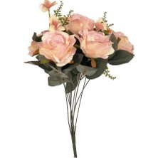 Nettenevime Yapay Çiçek Büyük Demet 6 Kafalı Gül Demeti ve Cipsolu Pembe Açık