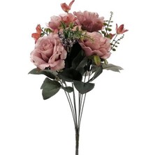 Nettenevime Yapay Çiçek Büyük Demet 6 Kafalı Gül Demeti ve Cipsolu Gül Kurusu