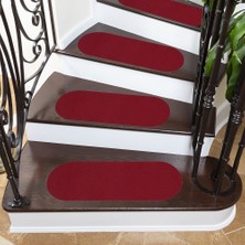 Stepmat Kırmızı Velür Kaymaz Tabanlı Merdiven Basamak Paspası / Halısı