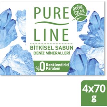 Pure Line Doğal Özler Bitkisel Bazlı Sabun Deniz Mineralleri 4 x 70 gr