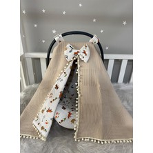 Jaju Baby Puset Örtüsü ve Çarşafı Kahverengi Pamuk Wafle ve Müslin Kumaş Özellikli