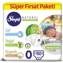 Sleepy Natural Bebek Bezi 0 Numara Prematüre Süper Fırsat Paketi 0 - 3 kg 150 Adet