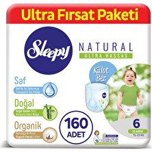 Sleepy Natural Külot Bez 6 Numara Xlarge Ultra Fırsat Paketi 15 - 25 Kg 160 Adet