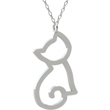 Gökdeniz 925 Kedi Figürü Gümüş Kolye