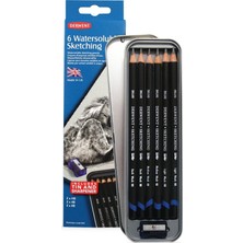 Derwent : Watersoluble Sketching : Kuru-Sulu Eskiz Kalem Seti : 6'lı Metal Kutu