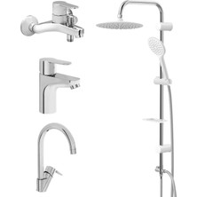 Artema Win S Lavabo, Banyo, Eviye Batarya ve Valtemo Tepe Duş Seti