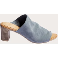 Bueno Shoes Süet Mavi Kadın Topuklu Terlik