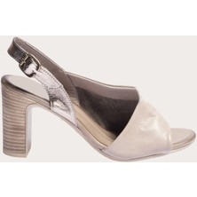 Bueno Shoes Deri Gri Kadın Topuklu Sandalet