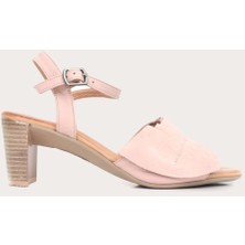 Bueno Shoes Deri Pudra Kadın Topuklu Sandalet