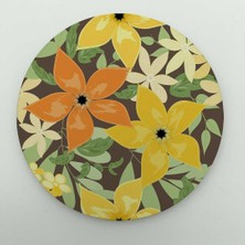 Beyaz Martı 6'lı Bardak Altı Sarı Çiçek Desenli Uv Baskılı 5mm Mdf