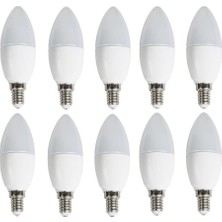 10'lu 8 W CT-4083 LED Ampul-İnce E14 Duy-Avize Ampülü-Beyaz Işık 6400K