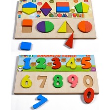 Türk Toys Ahşap Puzzle 2'si 1 Arada Set Geometri-Sayılar